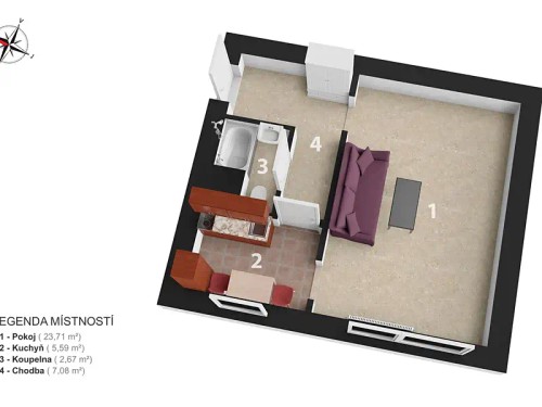 Prodaný byt 1+1 39 m²