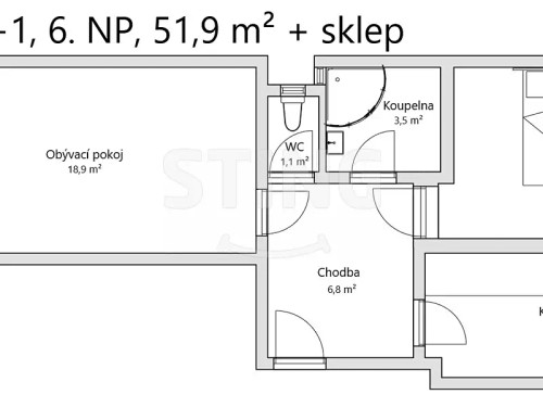 Prodej bytu 2+1 50 m²