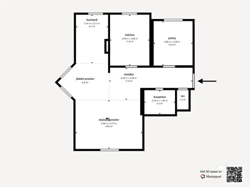 Prodaný  byt 3+kk 78 m²