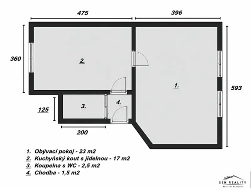 Prodej bytu 2+kk 44 m²