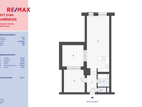 Prodej bytu 2+kk 75 m²