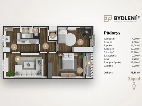 Prodej bytu 3+1 74 m²