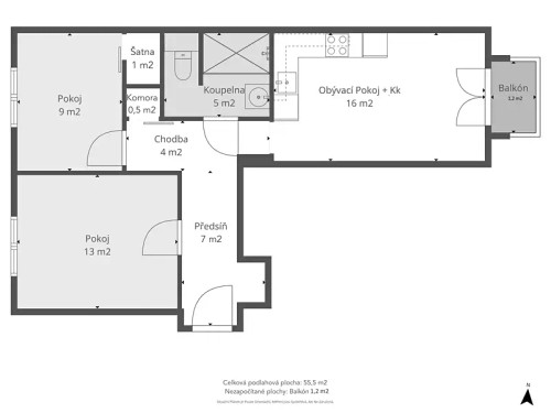 Prodaný byt 3+kk 58 m²