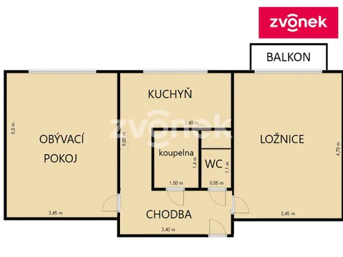 Prodej bytu 2+1 56 m²