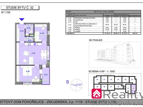 Prodaný byt 3+kk 67 m²