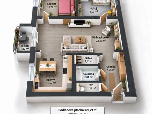 Prodej bytu 3+1 71 m²