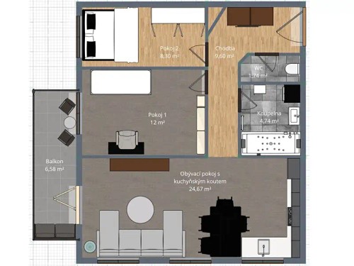 Prodej bytu 3+kk 61 m²