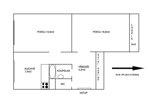 Prodaný  byt 2+1 54 m²