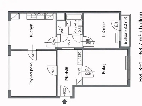 Prodej bytu 3+1 63 m²