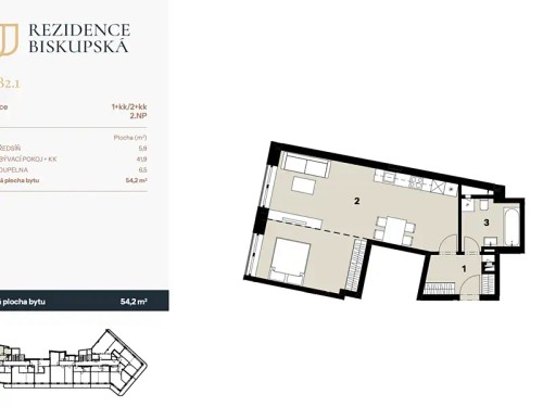 Prodej bytu 2+kk 54 m²