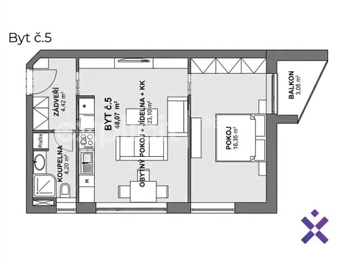 Prodej bytu 2+kk 48 m²