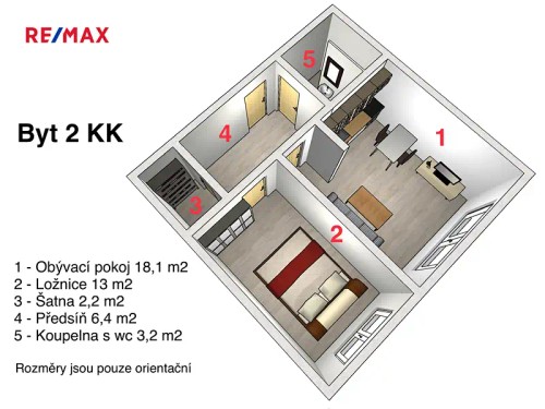 Prodaný  byt 2+kk 44 m²