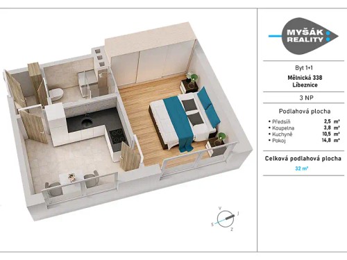 Prodaný byt 1+1 33 m²