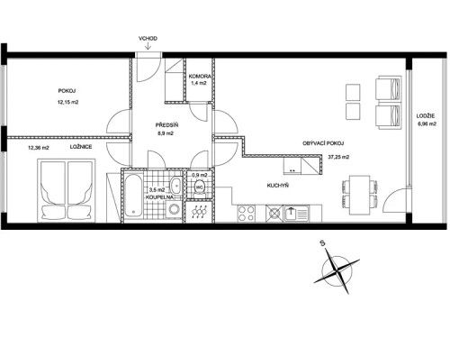 Prodaný byt 3+kk 76 m²