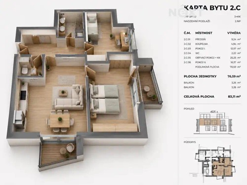 Prodej bytu 3+kk 83 m²