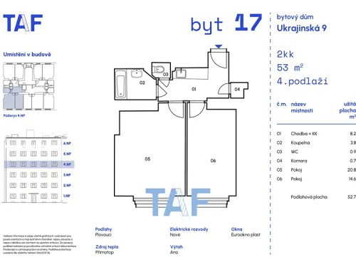 Prodaný  byt 2+kk 53 m²