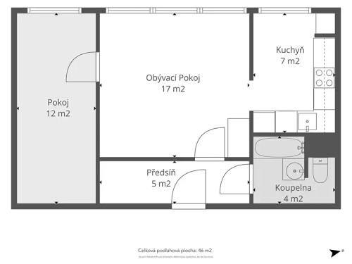 Prodej bytu 2+1 43 m²