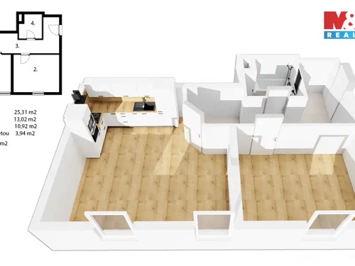 Prodaný byt 2+kk 53 m²