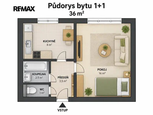 Prodej bytu 1+1 36 m²