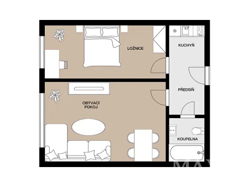 Prodaný byt 2+kk 52 m²