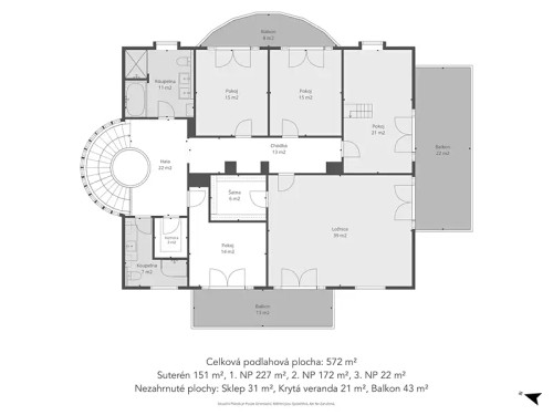Prodej vily 425 m², pozemek 1675 m²