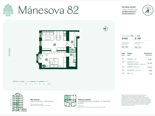 Prodaný  byt 2+kk 50 m²
