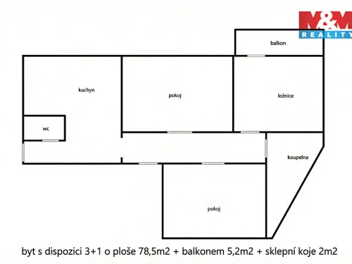 Prodaný  byt 3+1 78 m²