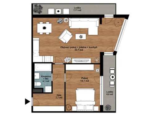 Prodaný byt 2+kk 76 m²