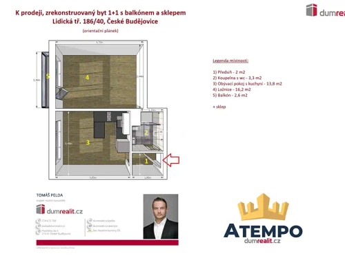 Prodaný  byt 1+1 39 m²