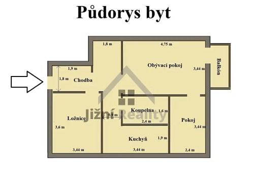 Prodej bytu 3+1 61 m²