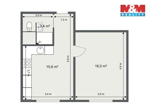 Prodaný byt 1+1 35 m²