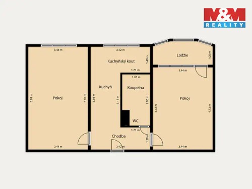 Prodaný byt 2+1 55 m²