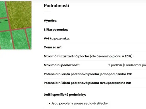 Prodej stavebního pozemku 1066 m²
