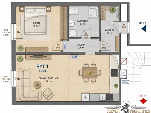 Prodej bytu 2+kk 61 m²