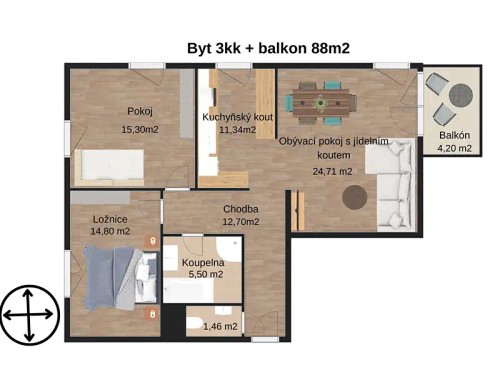 Prodej bytu 3+kk 84 m²
