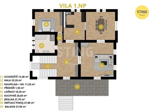 Prodej vily 700 m², pozemek 3228 m²