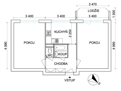 Prodaný  byt 2+1 53 m²
