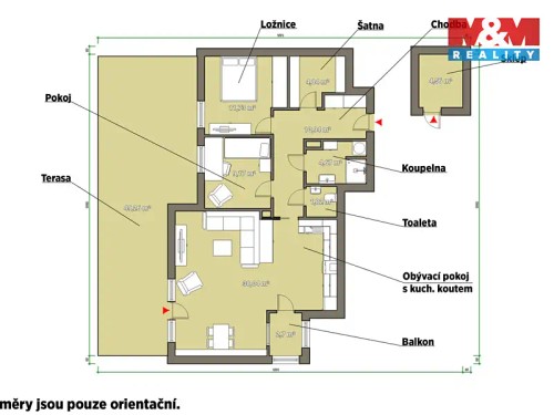 Prodaný  byt 3+kk 81 m²