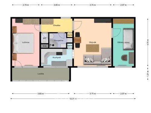 Prodaný byt 3+kk 54 m²