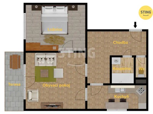 Prodej bytu 2+1 70 m²