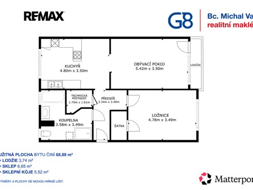 Prodaný  byt 2+1 68 m²