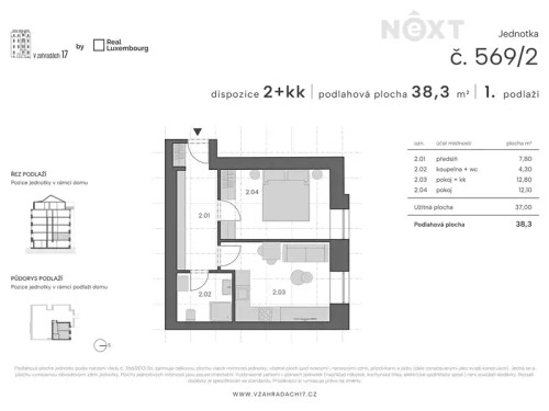 Prodej bytu 2+kk 39 m²