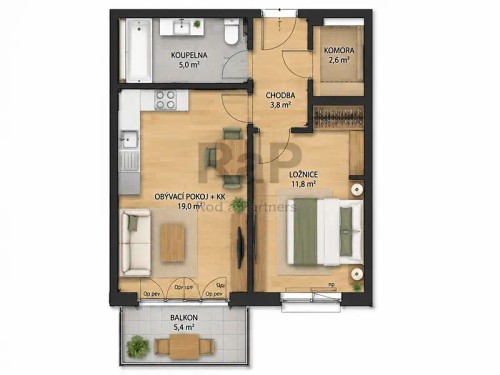 Prodej bytu 2+kk 44 m²