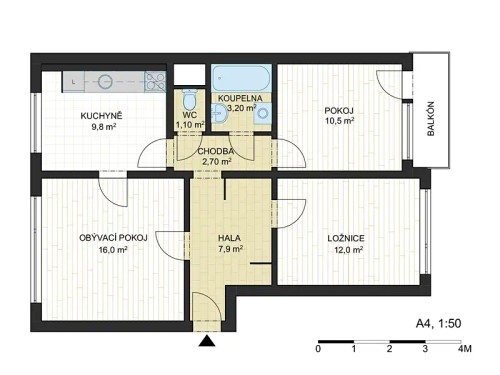 Prodaný byt 3+1 62 m²