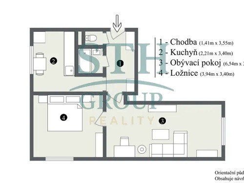 Prodej bytu 2+1 50 m²
