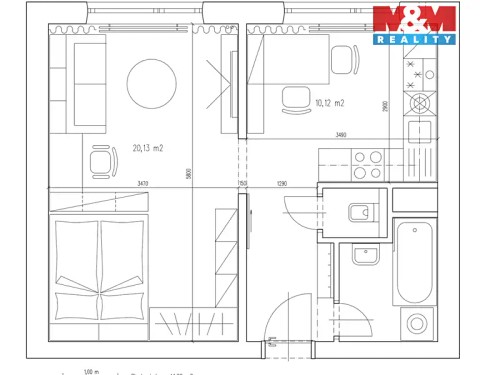 Prodaný  byt 1+1 41 m²