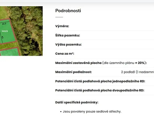 Prodej stavebního pozemku 1050 m²