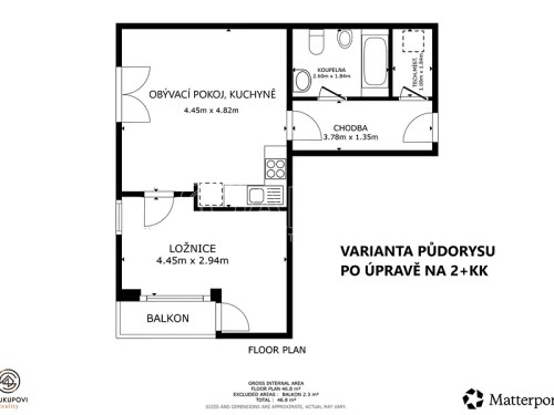 Prodaný  byt 1+kk 45 m²