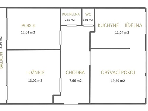 Prodaný byt 3+1 68 m²