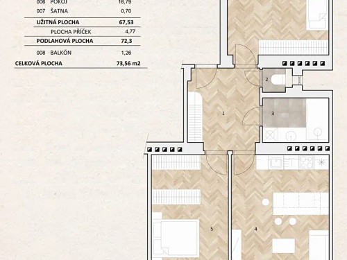 Prodej bytu 3+kk 73 m²